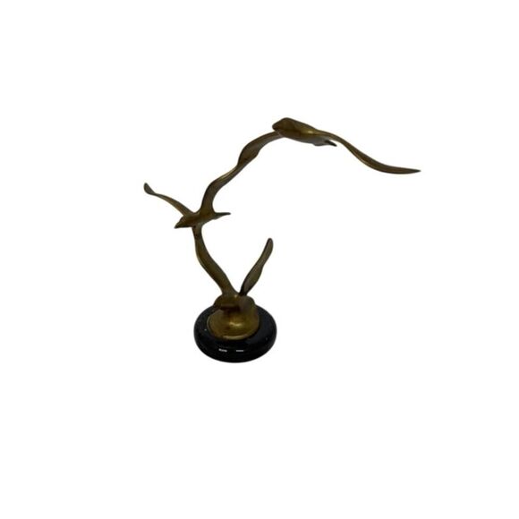 Vintage Mid Century Modern 3 Seagulls Birds in Flight Scupture Sold Brass Gatco - Picture 3 of 7